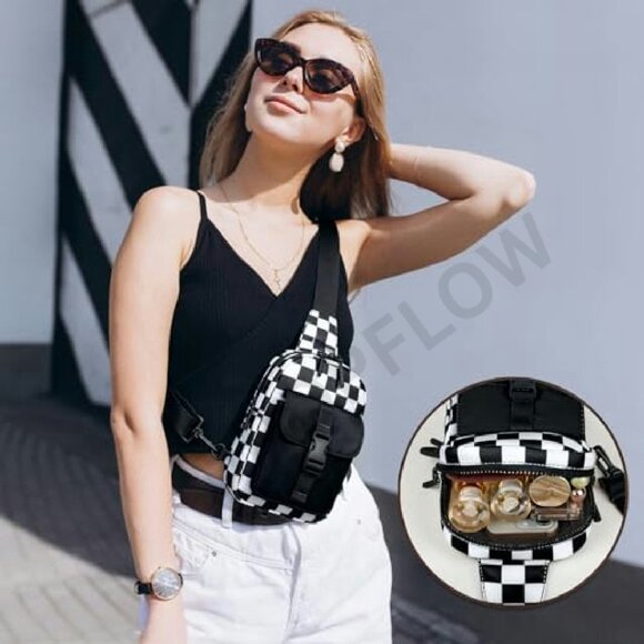 Crossbody Bum Bag Multi-Compartment Adjustable Straps Lightweight Travel Chic - Picture 4 of 8